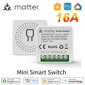Matter WiFi Smart Switch 16A Smart Home Light Switch Relay Module Voice Control Work with Alexa  Homekit Smartthings 1pc. 