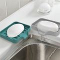Silicone Soap Box Japanese Bathroom Draining Rack Hole-free Soap Box Household Draining Box Portable Soap Box. 