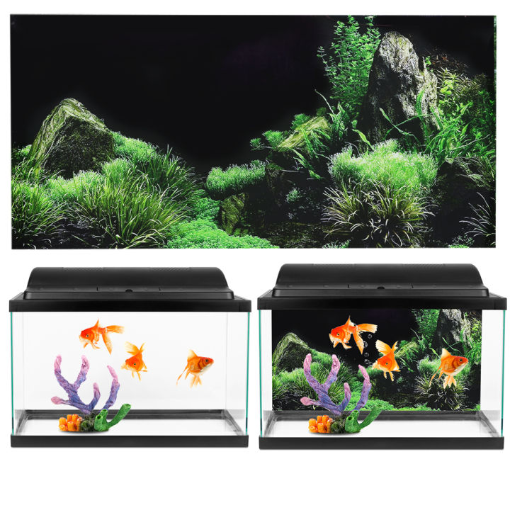 Aquarium Fish Tank Seafloor Water Grass Background Decoration Painting PVC Sticker Aquarium Background Sticker