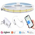 Tuya Zigbee 3.0 COB LED Strip 12V 1M 2M 3M 4M 5M Warm Natural Cold White Flexible Dimmable Light Kit for Alexa  Assistant. 