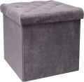 New Velvet Ottoman Storage Benches Folding Stool Soft Cushion Footrest Toy Storage Box Seat for Living Room Poofy Foot Stool,38x38x38cm. 