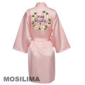 Wedding Party Team Bride Robe Kimono Satin Pajamas Bridesmaid Bathrobe SP073.