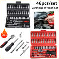 46pcs 1/4 Inch Drive Socket Set Ratchet Wrench Set Car Tool Kit, Bit Socket Wrench Set Metric Mechanic Tool Set Car Accessories.