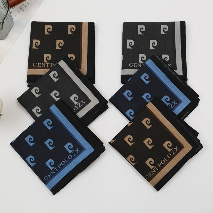 3/6Pcs%20Men's%20Pure%20Cotton%20Printed%20Handkerchief%20Thin%20Water-absorbing%20Sweat-wiping%20Classic%20Old-fashioned%20Going%20Out%20Portable%2043cm%20-%20Image%202
