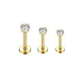3Pcs 16G Stainless Steel Labret Piercing Jewelry Crystal CZ Monroe Nose Lip Studs Helix Tragus Conch Cartilage Earrings 6/8/10mm.