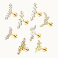 1Pc 16G Stainless Steel Screw Back Stud Earrings for Women Men, Fashion Cubic Zerconia Cartilage Conch Helix Ear Piercing Jewels.
