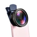 2 IN 1 Lens Universal Clip 37mm Mobile Phone Lens 0.45x 49uv Super Wide-Angle Macro HD Professional For All Smartphones.