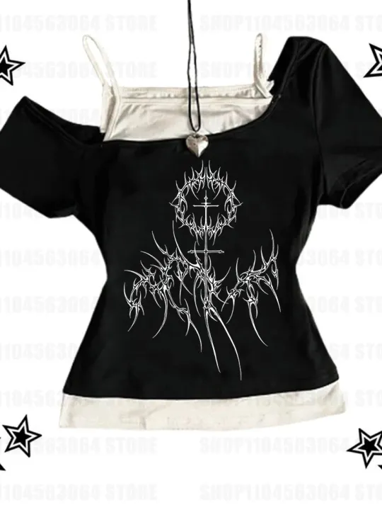 Y2K%20retro%20women's%20T-shirt,%20Harajuku%20aesthetic%20white%20and%20black%20garbage%20art%20printed%20T-shirt,%20Gothic%20clothing%20anime%20pattern%20T-shi%20-%20Image%205