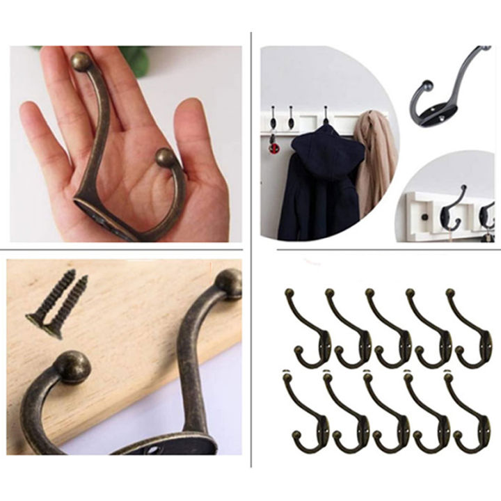 10/20Pcs%20Coat%20Hooks%20Bathroom%20Wall%20Mounted%20Dual%20Coat%20Rack%20Bronze%20Vintage%20Clothes%20Hanger%20Towel%20Kitchen%20Key%20Hook%20-%20Image%203