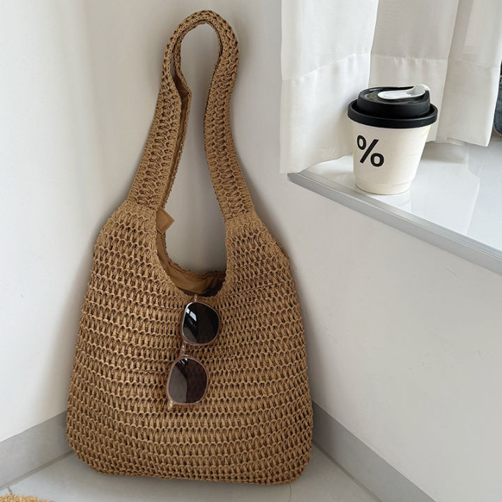 Fashion Rattan Women Shoulder Bags Woven Female Handbags Large Capacity ...