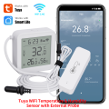 Tuya WiFi Temperature Humidity Sensor with External Probe Hygrometer APP Remote Control Work with Yandex SmartLife Alexa. 