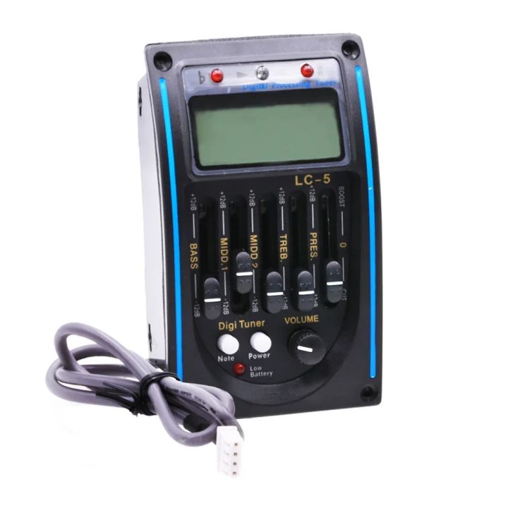 5 Band LC-5 with Micro Phone Acoustic Guitar Pickup Guitar EQ Preamp EQ Equalizer Piezo Pickup Tuner LCD for Acoustic Guitar