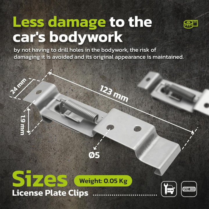 6%20PCS%20Rectangular%20Car%20License%20Plate%20Spring%20Loaded%20Stainless%20Steel%20Bracket%20Cars%20Frame%20Holder%20Clamps%20Trailer%20Number%20Plate%20Clips%20-%20Image%204