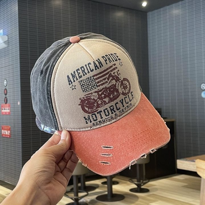 Motorcycle%20Printed%20Wash%20Vintage%20Cap%20For%20Men%20-%20Image%202