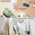 1pc Multi-function automatic spot shoe brush soft hair hand pressure hanging hole suitable for clothing carpet plastic handles. 
