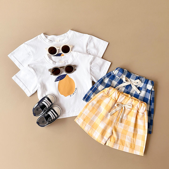 2PCS%20Summer%20Baby%20Boys%20Girls%20Clothes%20Set%20Lemon%20Print%20T-shirt+Checkered%20Shorts%20Beach%20Infant%20Toddler%20Outfit%20Suit%200-3Y%20-%20Image%206