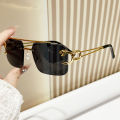 1/2/3 pairs/Fashionable Golden Tiger Head Sunglasses Square Frameless Sharp Edge Sunglasses Cool Men's and Women's Glasses. 