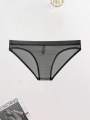 3PCS Casual basic sports knit fabric soft and lightweight solid color low waistMen's breathable quick drying seamless mesh brief.