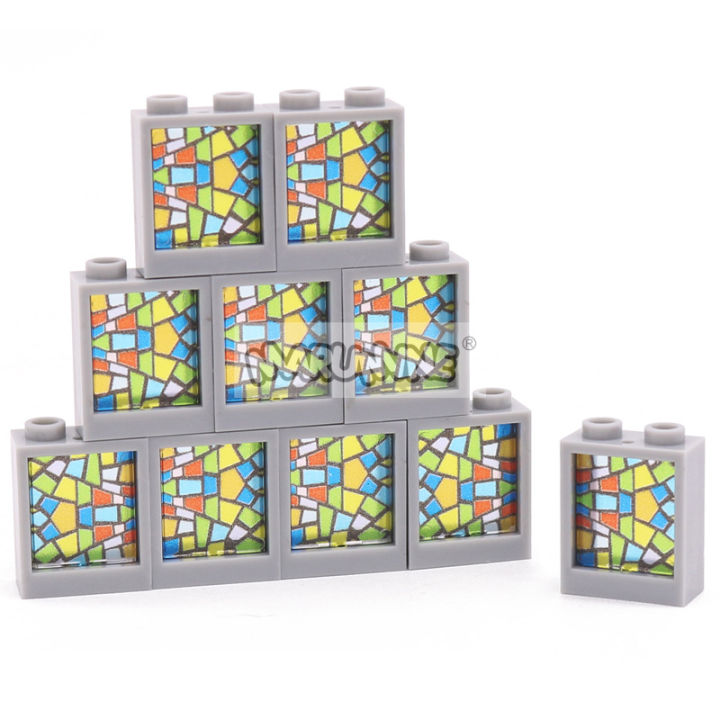 MARUMINE MOC Building Block Brick Printed Window 1x2x2 Frame Glass Street View House Parts Accessories 60601 60592 Compatible