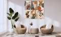 Set of 6 boho abstract art stocky tiles for wall decoration. 