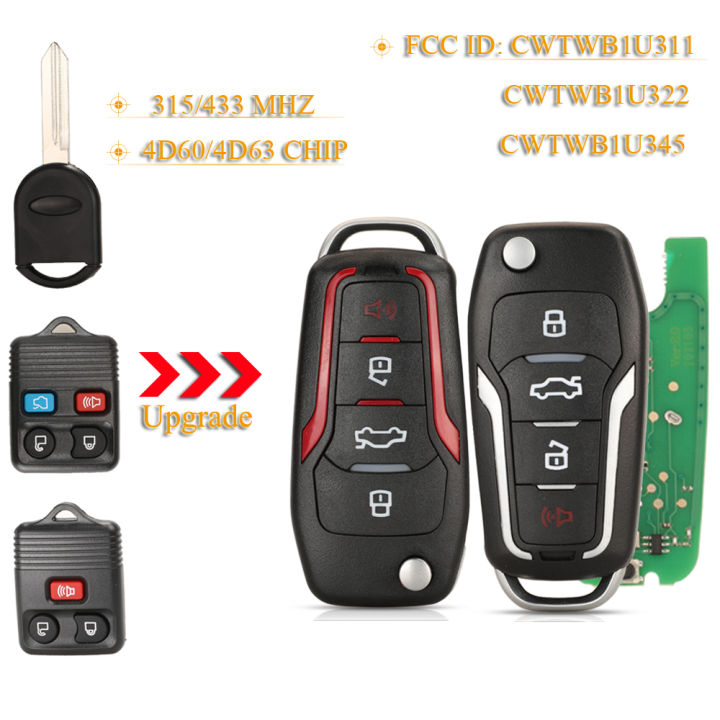 jingyuqin Modified Remote Car Flip Key 315/433Mhz For Ford F150 ...