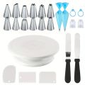 24-Piece Cake Decorating Set- Non-Slip Turntable with 12 Piping Tips,Scrapers&Tools for Professional Baking Tools Piping Nozzles.