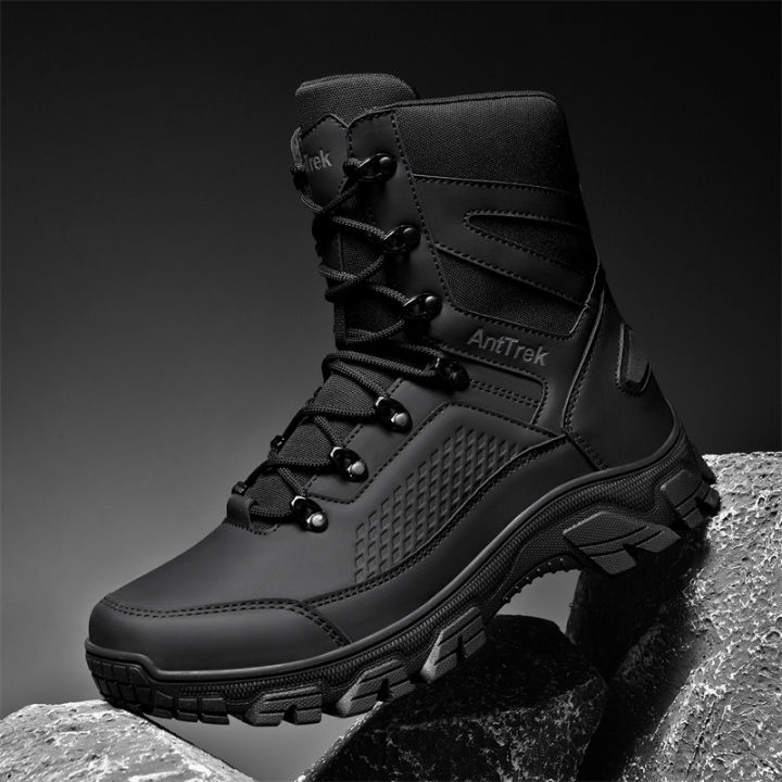 Men's wild training boots four seasons high-top non-slip waterproof outdoor boots fashion comfort jungle hiking sneakers boots