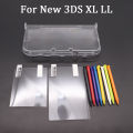 For New 3DS XL LL Clear Split Shell Transparent Protective Cover Case Screen Film LCD Screen Protector  Plastic / Metal Stylus. 