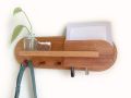 Exotic Mahogany Entryway Organizer, 17x6 inch Wall Mount Coat Rack with Shelf, Key Holder, Mail Organizer, Entryway Organization for Home Decor.
