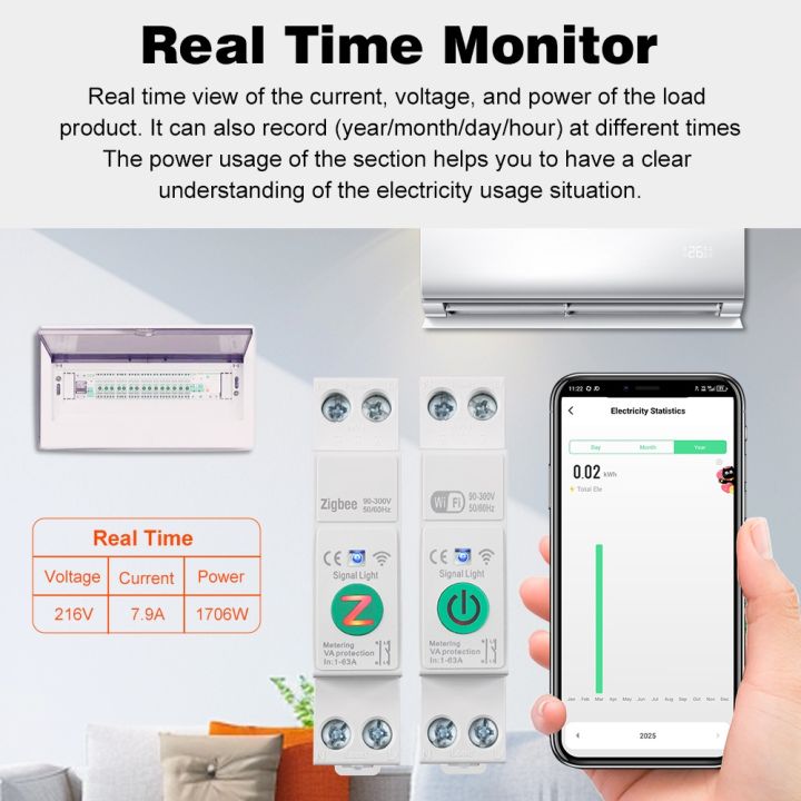 ZigBee/WiFi%20Smart%20Circuit%20Breaker%201-63A%20With%20Metering%20DIN%20Rail%20For%20Tuya%20Home%20Wireless%20Voice%20Remote%20Control%20Switch%20%20Home%20-%20Image%202