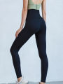 High-waisted button-down slimming fitness pants, women's outerwear button-down shaping yoga pants, tight elastic running sports. 