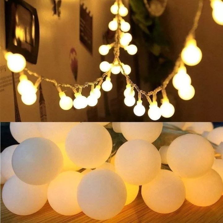 28 Pieces Warm White snow Ball Fairy Lights with white wire