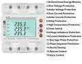 Three phase WiFi Smart Bi-Directional Energy Power kWh Meter Leakage Over Under Voltage Protector Relay Switch Current Limit. 
