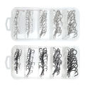 ShareShark 50pcs/box Fishing Treble Hooks Kit High Carbon Steel Hooks Strong  Round Bend with Split Rings for Lures Baits. 