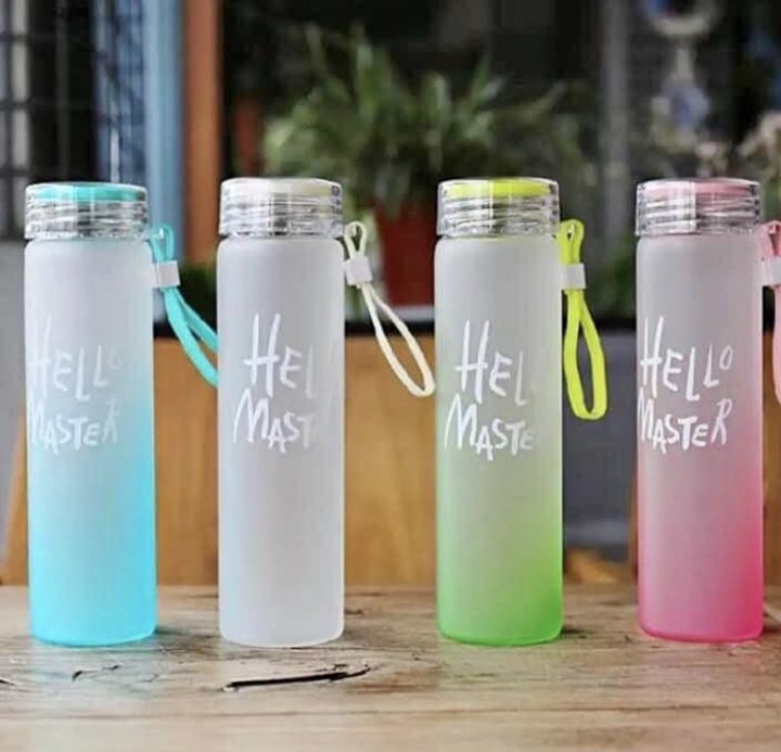 Glass water bottle - Hello Master