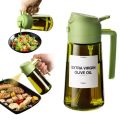 2 in 1 Olive Oil Dispenser Bottle 470ml Light-Blocking Dark Oil Sprayer for Cooking for Kitchen Dark Green Glass Oil Bottle.