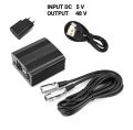 Phantom Power Supply With Adapter - 48V - Black + One XLR Audio Cable. 