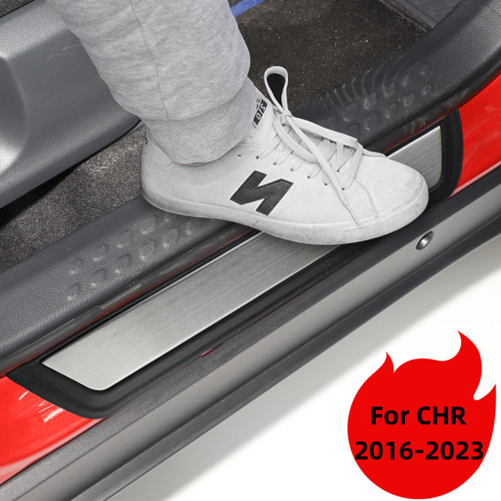 4pc%20Stainless%20Door%20Sill%20Scuff%20Plate%20Trim%20for%20Toyota%20C-HR%20CHR%202016-2020%202021%202022%202023%20Kick%20Pedal%20Protector%20Car%20Accessories%20-%20Image%204