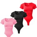 Women Plus Size Yoga Jumpsuit Seamless Square Neck T-shirt High Elastic Workout Running Sport Jumpsuit Solid Ribbed Jumpsuit Top.