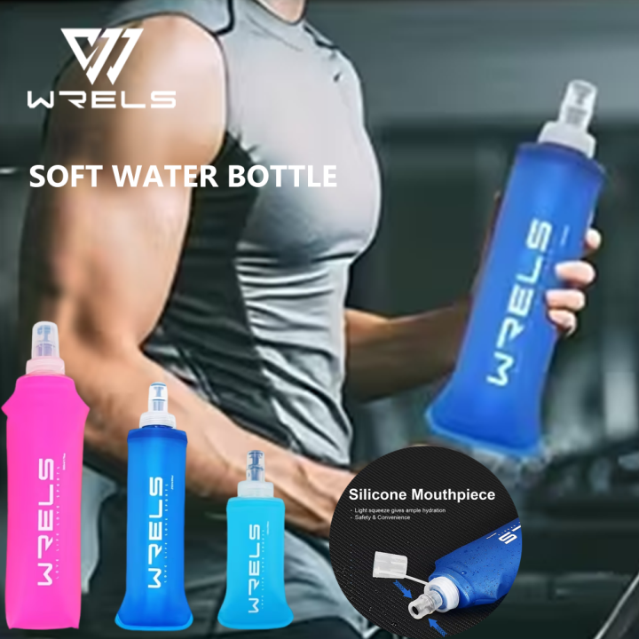 WRELS Soft Water Bottle Outdoor Sport Camping Running Folding Bag Flask TPU BPA-Free Hydration Pack Collapsible Water Bottle