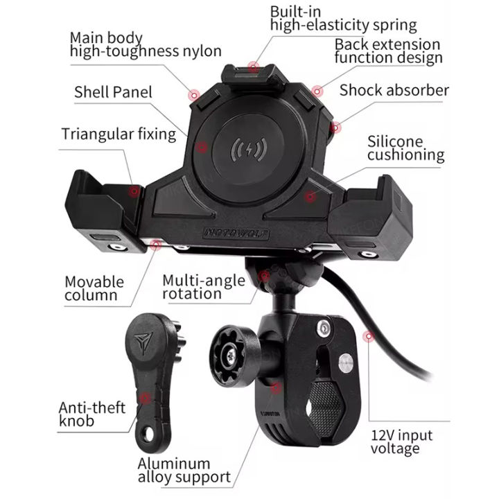 MOTOWOLF%20Motorcycle%20Outdoor%20Shock%20Absorbing%20Mobile%20Phone%20Holder%20Triangles%20Fixed%20Holder%20Wireless%20Charging%20Navigation%20Holder%20-%20Image%203
