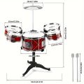 Kids Drum Set Musical Toy Drum Kit for Toddlers Jazz Drum Set with Stool, 2 Drum Sticks, Cymbal and 5 Drums Musical Instruments. 