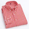 New Men's Stretch Anti-Wrinkle Striped Shirt, Formal Business Dress Shirt for Man Long Sleeve Slim Fit Casual Plaid Shirts S-5XL. 