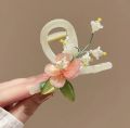 2025 New Flower Hair Claw For Women Elegant Chinese Style Magnolia Bamboo Leaf Peach Blossom Hair Clips Summer Beach Shark Claws.