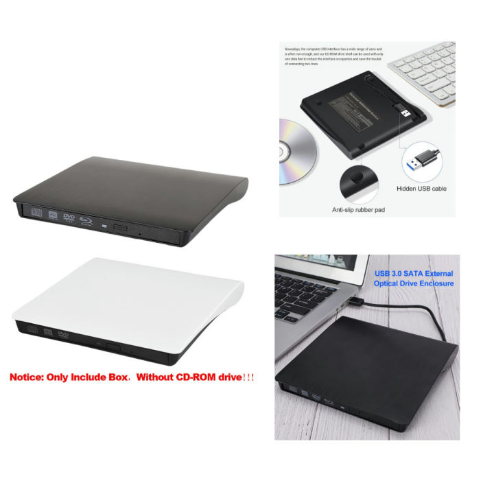 Drive Enclosure 5Gbps 12.7mm USB 3.0 SATA External DVD CD-ROM RW Player Optical Drives Enclosure Case for Laptop Desktop