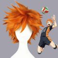 High Quality Anime Haikyuu!! Shoyo Hinata Syouyou Cosplay Wig Short Orange Curly Heat Resistant Synthetic Hair Wigs. 