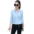 Women's Spring Sexy V-Neck Shirt Formal Long Sleeve Chiffon Blouse Casual Long Sleeve Shirt. 