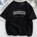 Women's Casual Sports T-shirt Top Brooklyn New York Print Stretchy Round Neck Breathable Fabric Short Sleeve Fitness Tee Top. 