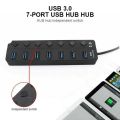 7  Port USB 3.0 Hub Multi Splitter Charger Power Adapter Multiple Expander Hubs With Switch For Laptop. 
