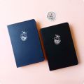 Black or Navy BuJo Potion Sparkle Minimalistic Bullet Journal Notebook Dot grid Diary Dotted pages Holographic Foil on leather journals. 